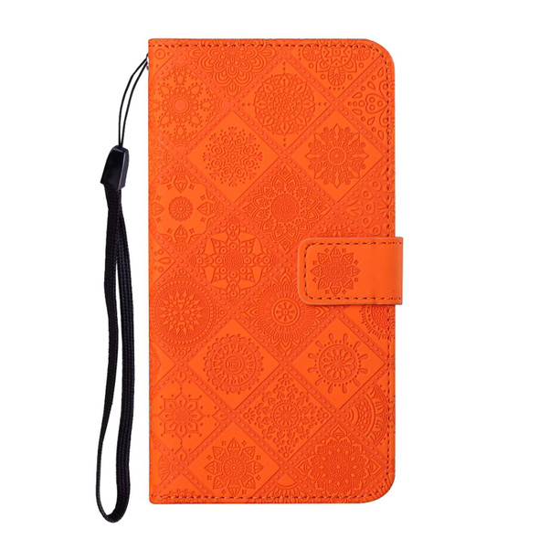For Motorola Edge 30 Neo Ethnic Style Embossed Pattern Leatherette Phone Case(Orange)