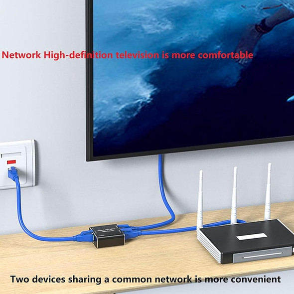 KC-E102 1000M LAN 1 to 2 RJ45 Splitter Adapter Ethernet Network Female Connector