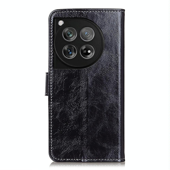 For OnePlus 12 Retro Crazy Horse Texture Leatherette Phone Case(Black)