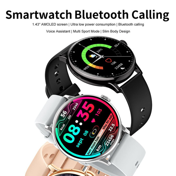 CY500 1.43 inch AMOLED Screen Smart Watch, BT Call / Heart Rate / Blood Pressure / Blood Oxygen(Black)