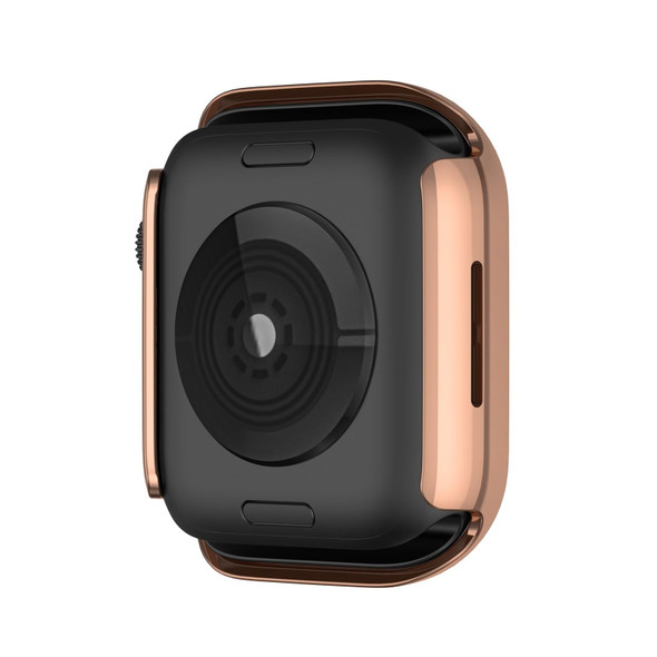 Electroplating PC Double Rows Diamond Protective Case - Apple Watch Series 7 45mm(Rose Gold)