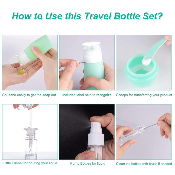 14 In 1 Toiletries Travel Bottles Set Leak Proof Silicone Squeezable Shampoo Dispenser, Spec: 90ml A Set