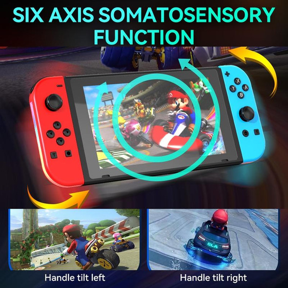 JOY-02 Gaming Left And Right Handle With RGB Lights Body Feel Bluetooth Gamepad For Switch / Switch OLED / Switch Pro / Switch Lite / Switch Joycon(Blue Red)