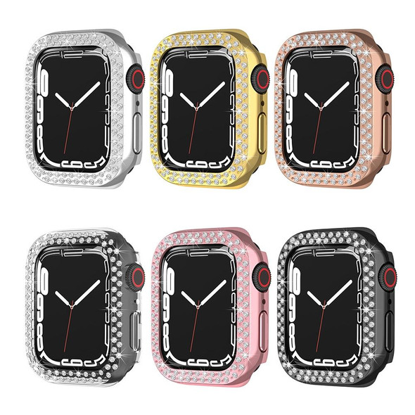 Electroplating PC Double Rows Diamond Protective Case - Apple Watch Series 7 41mm(Black)