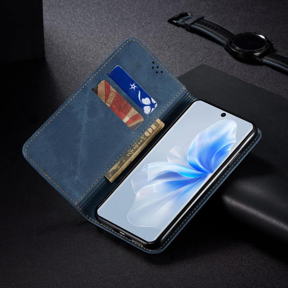 For vivo S18 Pro Denim Texture Flip Leatherette Phone Case(Blue)