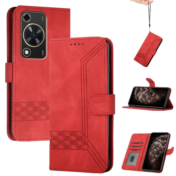 For Huawei Enjoy 70 Cubic Skin Feel Flip Leatherette Phone Case(Red)