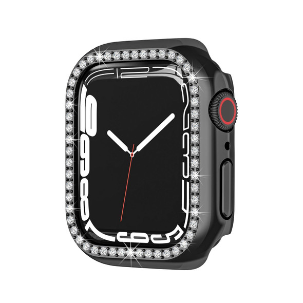 Electroplating PC Single Row Diamond Protective Case - Apple Watch Series 7 41mm(Black)