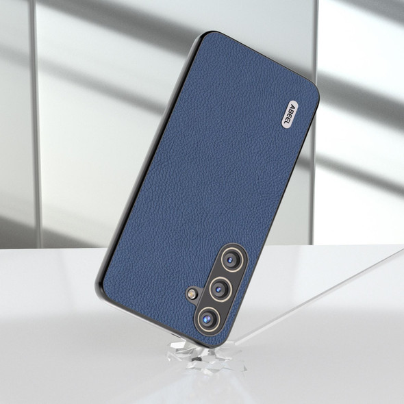 For Samsung Galaxy S24 5G ABEEL Genuine Leatherette + PC Litchi Texture Phone Case(Blue)