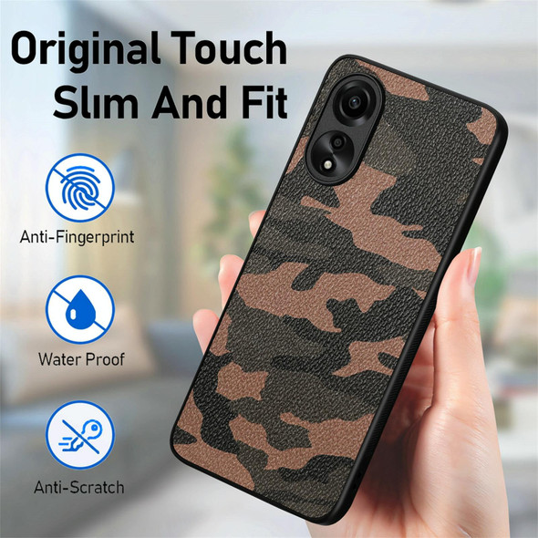 For OPPO A58 4G Retro Camouflage Leatherette Back Phone Case(Blue)