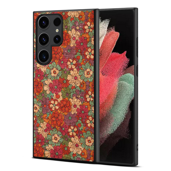 For Samsung Galaxy S21 Ultra 5G Four Seasons Flower Language Series TPU Phone Case(Summer Red)