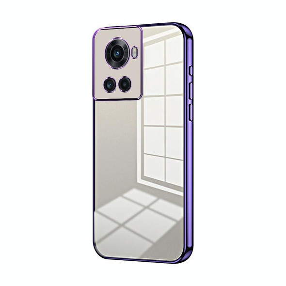 For OnePlus Ace / 10R Transparent Plating Fine Hole Phone Case(Purple)