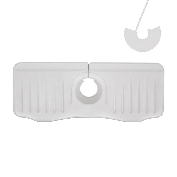 Bathroom Kitchen Silicone Faucet Anti-Splash Drain Mat, Color: White+Waterproof Edge(37x14.7x2cm)
