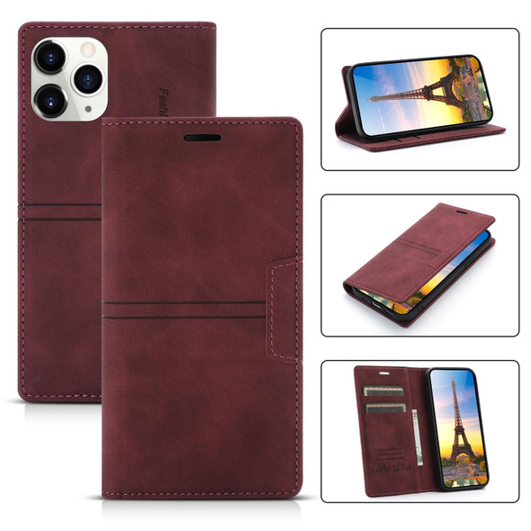 Dream Magnetic Suction Business Horizontal Flip PU Leatherette Case with Holder & Card Slot & Wallet - iPhone 13 Pro Max(Wine Red)