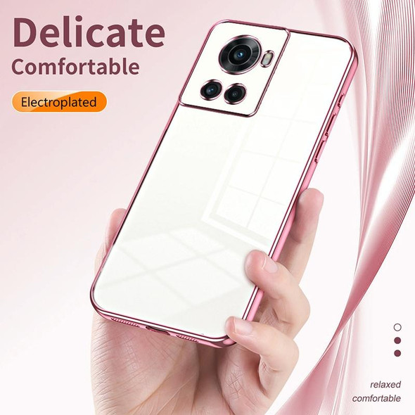 For OnePlus Ace / 10R Transparent Plating Fine Hole Phone Case(Silver)