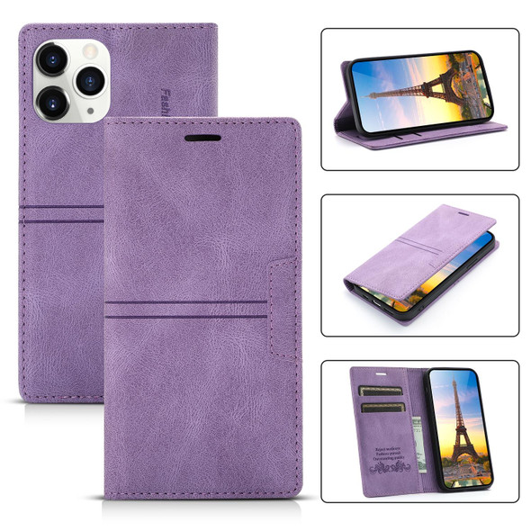 Dream Magnetic Suction Business Horizontal Flip PU Leatherette Case with Holder & Card Slot & Wallet - iPhone 13 Pro(Purple)