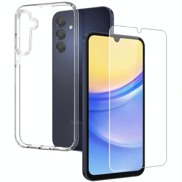 For Samsung Galaxy A15 4G / 5G NORTHJO Transparent TPU Phone Case with Tempered Glass Film(Transparent)