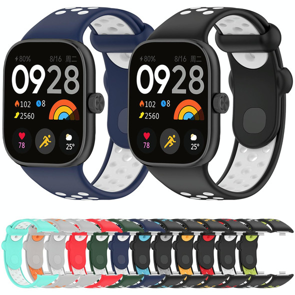 For Redmi Watch 4 Two Color Silicone Sports Watch Band(Midnight Blue White)