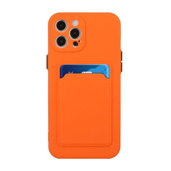 Card Slot Design Shockproof TPU Protective Case - iPhone 13 Pro(Orange)