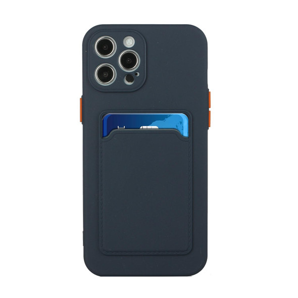 Card Slot Design Shockproof TPU Protective Case - iPhone 13 Pro(Dark Blue)