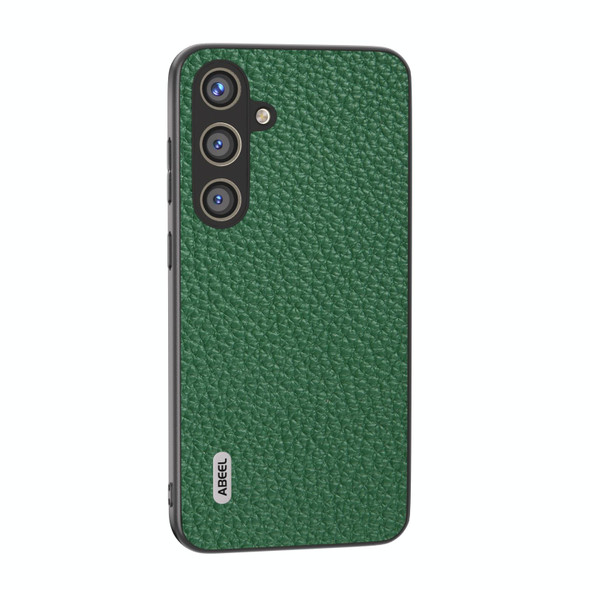 For Samsung Galaxy S24 5G ABEEL Genuine Leatherette Litchi Texture Phone Case(Green)