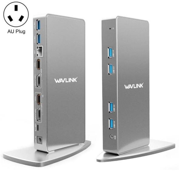 WAVLINK WL-UG69DK7 Laptops Type-C Universal Desktop Docking Station Aluminum Alloy HUB Adapter(AU Plug)