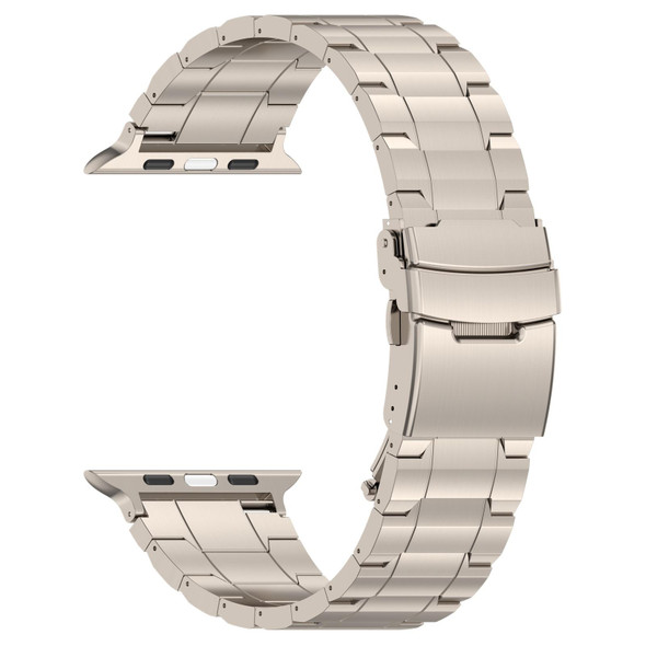 For Apple Watch Series 8 45mm Safety Buckle Trapezoid Titanium Steel Watch Band(Titanium)