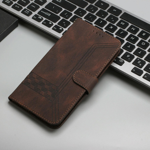 For OPPO A79 Cubic Skin Feel Flip Leatherette Phone Case(Brown)