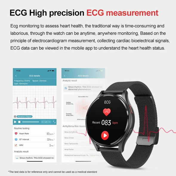1.43 inch Leatherette Strap Bluetooth Call Smart Watch Support ECG / Non-invasive Blood Sugar(Black)