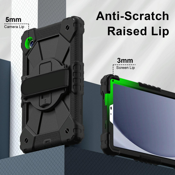 For Samsung Galaxy Tab A9 X115 Contrast Color Robot C2 Silicone Hybrid PC Tablet Case(Black)
