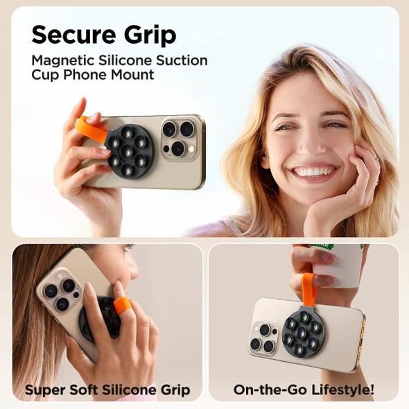 JOYROOM JR-ZS393 Suction Cup Magnetic Phone Holder(Black Orange)