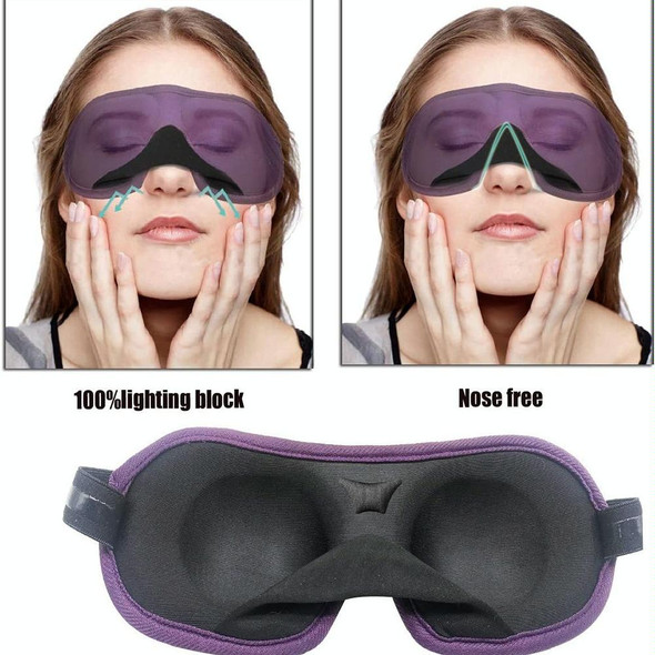 3D Adjustable Silicone Anti-slip Sleep Eye Mask Three-dimensional Memory Foam Eye Protection Mask(Purple)