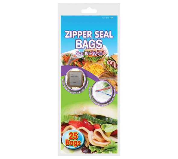 Disposable Bag Zipperseal 25pc 18x20cm