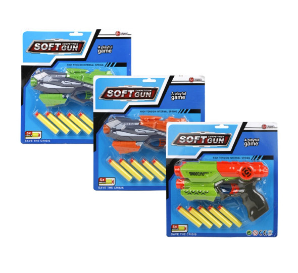 Gun Foam Dart Bright 21cm 6pc Assorted