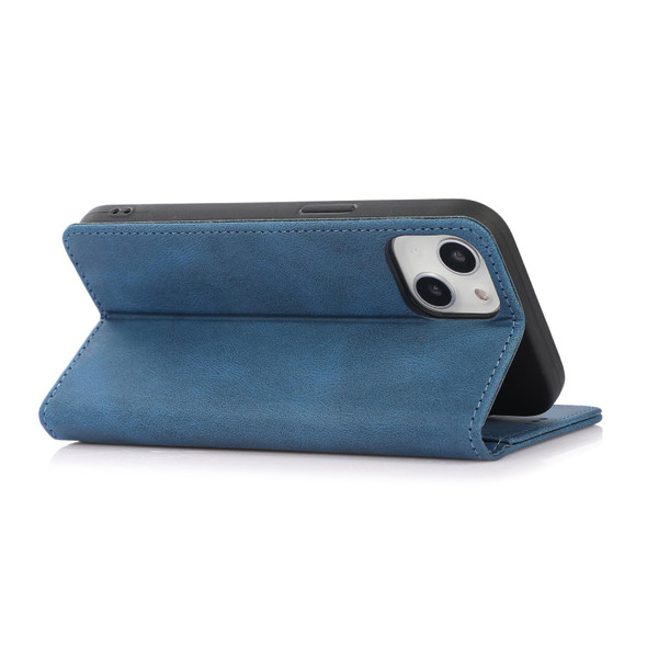 Strong Magnetic Crazy Horse Texture Horizontal Flip Leather Case with Holder & Card Slots & Wallet - iPhone 13 Pro(Blue)