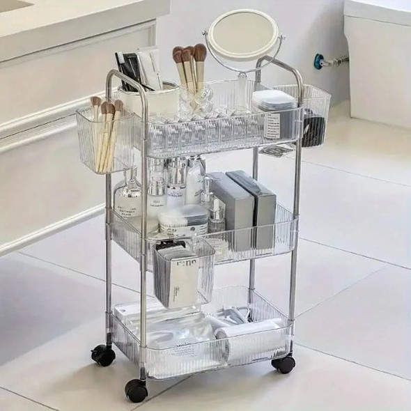 Clear Acrylic Multi-layer Trolley Organiser with Wheels