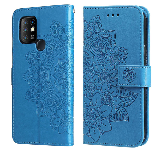 7-petal Flowers Embossing Pattern Horizontal Flip PU Leatherette Case with Holder & Card Slots & Wallet & Photo Frame - Infinix Hot 10(Blue)