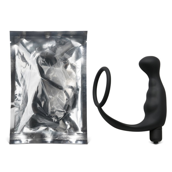 Silicone Anal Plug Vibrator with Ring - Black