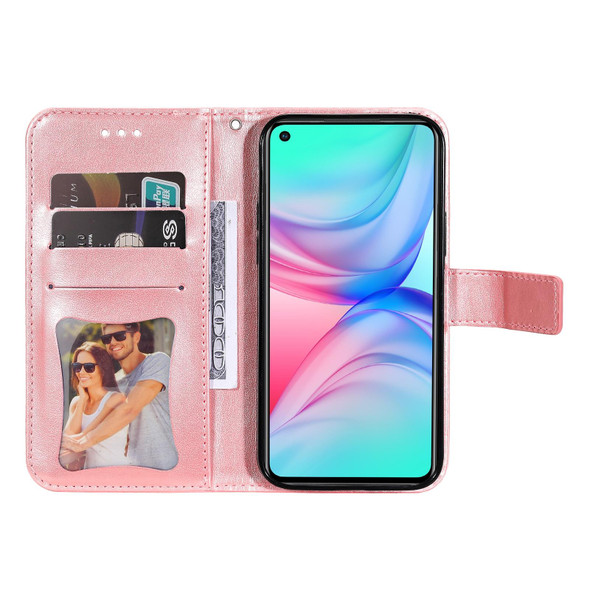 7-petal Flowers Embossing Pattern Horizontal Flip PU Leatherette Case with Holder & Card Slots & Wallet & Photo Frame - Infinix Hot 10(Rose Gold)