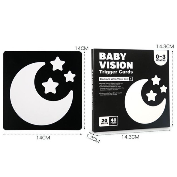 20pcs /Book Baby Early Learning Card Children Eye Care Visual Stimulation Card, Style: 1-order Black And White