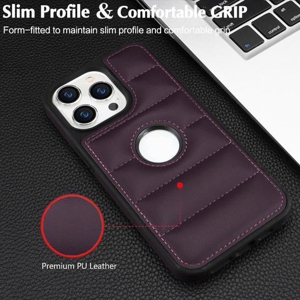 For iPhone SE 2022 / 2020 / 8 / 7 Piano Key Hollow Cutout PU Phone Case(Dark Purple)