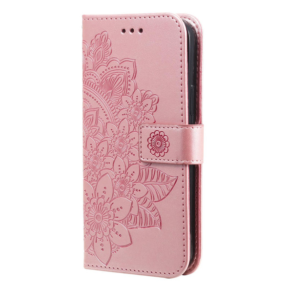 7-petal Flowers Embossing Pattern Horizontal Flip PU Leatherette Case with Holder & Card Slots & Wallet & Photo Frame - Infinix Smart 5 / Hot 10 Lite / X657(Rose Gold)