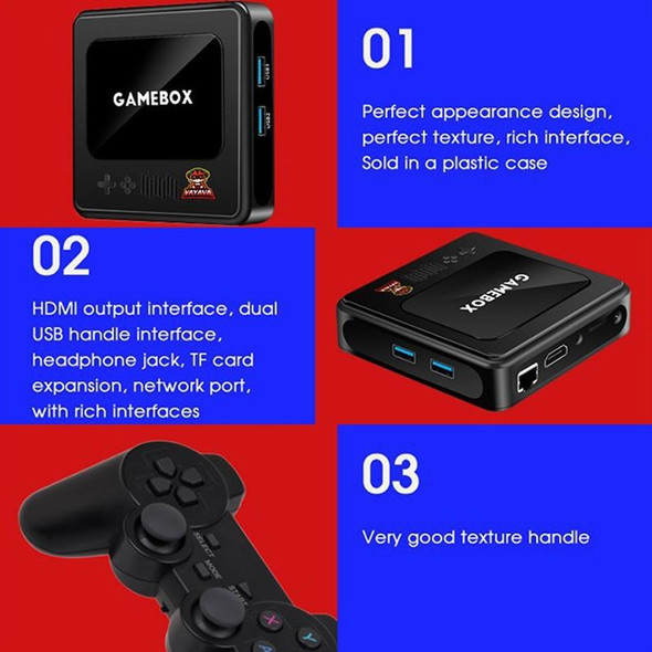 G10 GAMEBOX TV Box Dual System Wireless Android 3D Home 4K HD Game Console Support PS1 / PSP, Style: 64G 30,000+ Games (Black)