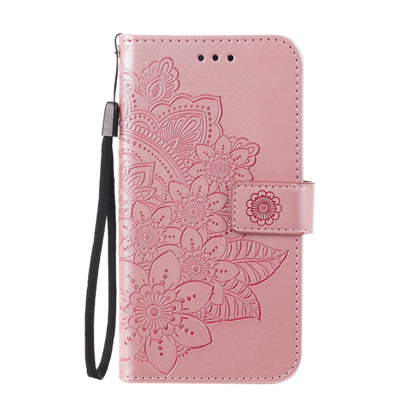 7-petal Flowers Embossing Pattern Horizontal Flip PU Leatherette Case with Holder & Card Slots & Wallet & Photo Frame - Infinix Hot 9 / Note 7 Lite / X655C(Rose Gold)