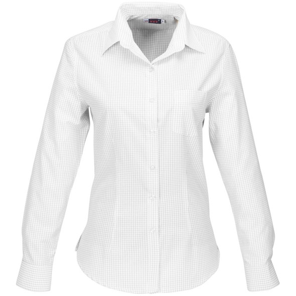 Ladies Long Sleeve Huntington Shirt - White Black