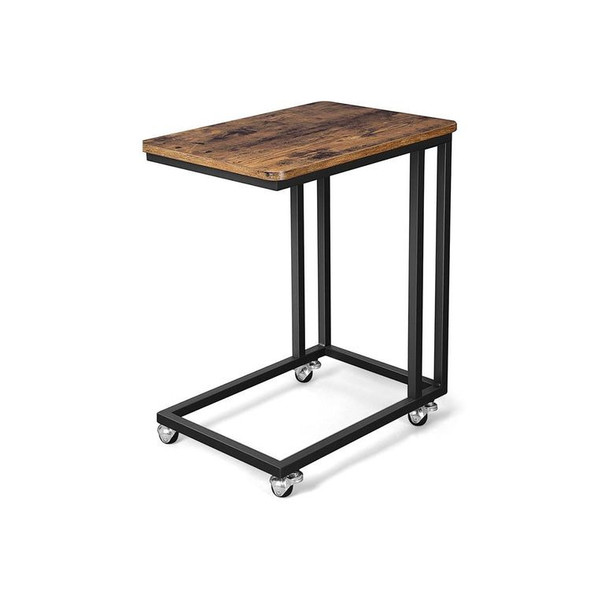 Home Vive Rustic Side Table With Wheels