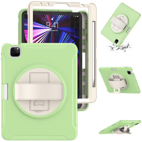 360 Rotation PC + TPU ablet Case with Holder & Strap - iPad Air 2020 / 2022 10.9 / Pro 11 2021 / 2020 / 2018(Matcha Green)