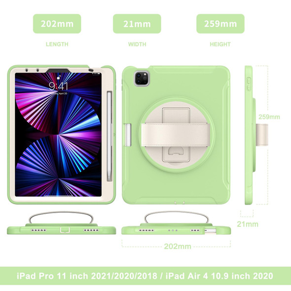 360 Rotation PC + TPU ablet Case with Holder & Strap - iPad Air 2020 / 2022 10.9 / Pro 11 2021 / 2020 / 2018(Matcha Green)