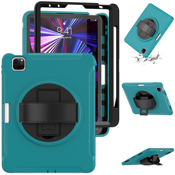 360 Rotation PC + TPU ablet Case with Holder & Strap - iPad Air 2020 / 2022 10.9 / Pro 11 2021 / 2020 / 2018(Blue)