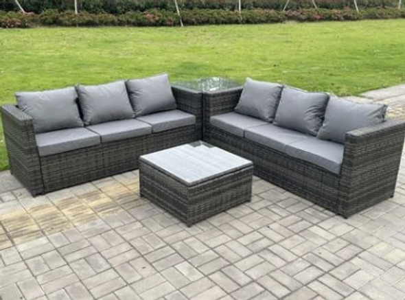 Home Vive -  Rattan Garden Corner Sofa Set