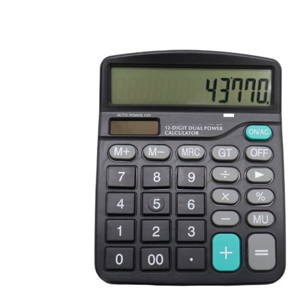 12-Digit Dual Power Electronic Calculator with Multiple Functions